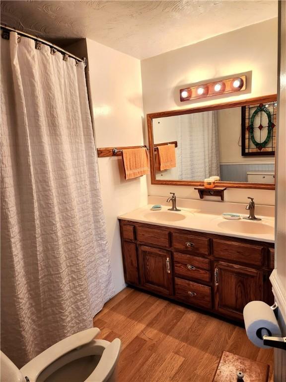213 Fern St, Hopewell Twp Bea, PA 15001 - bathroom featuring double vanity, a sink, and wood finished floors