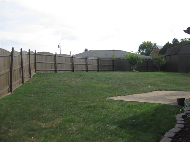 view of yard featuring a shed