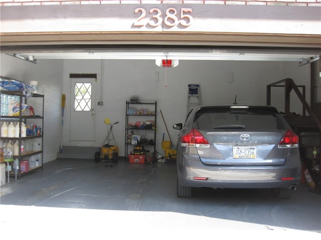 view of garage