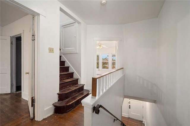 stairs with wood finished floors