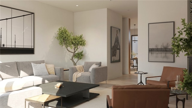 living room featuring light wood-type flooring