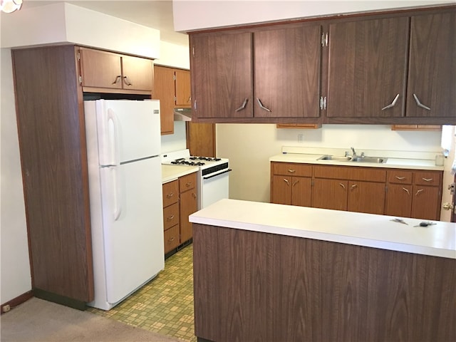 kitchen with sink and white appliances