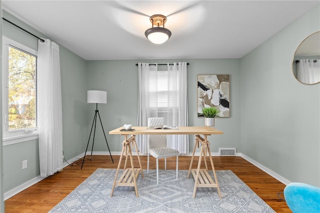 office space featuring wood-type flooring