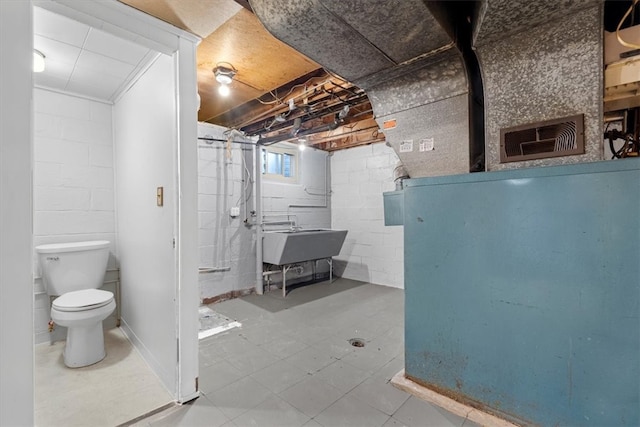 basement featuring sink