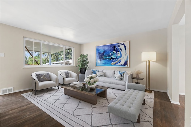 living room with hardwood / wood-style floors