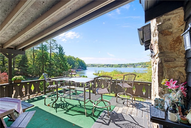 balcony with a water view