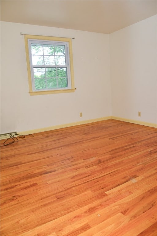 unfurnished room with light hardwood / wood-style floors