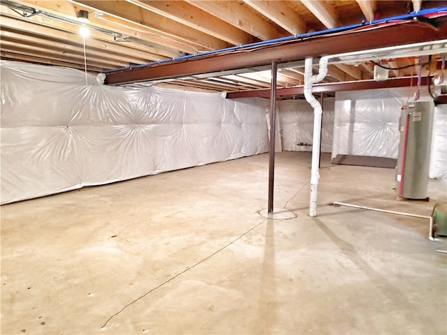 basement with water heater