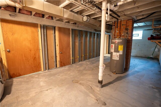 basement with electric water heater