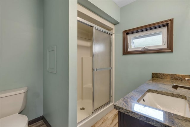 44868 Warner Rd, Pa, PA 16354 - bathroom with a stall shower, toilet, and vanity