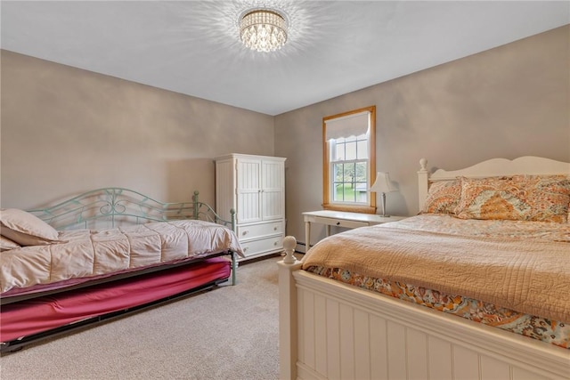 44868 Warner Rd, Pa, PA 16354 - bedroom with carpet floors, a chandelier, and a baseboard heating unit