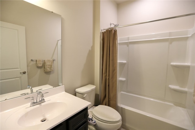 full bathroom with vanity, toilet, and shower / bath combo