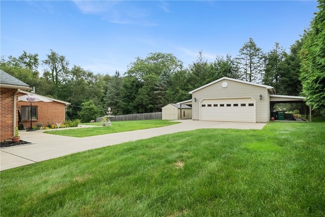 view of yard with an outdoor structure and a carport