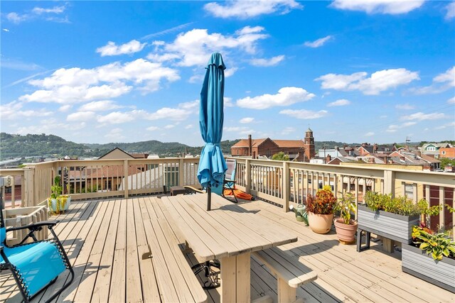 deck featuring a mountain view