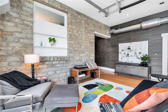 living room with light hardwood / wood-style flooring