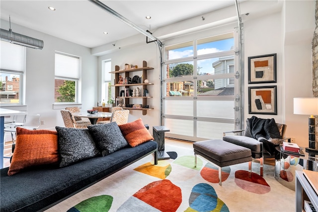 living room featuring a wealth of natural light