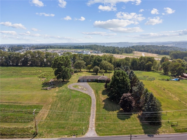 aerial view featuring a rural view