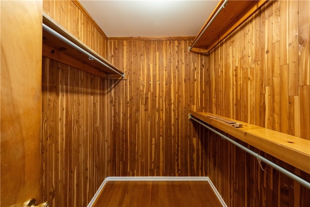 walk in closet featuring hardwood / wood-style flooring