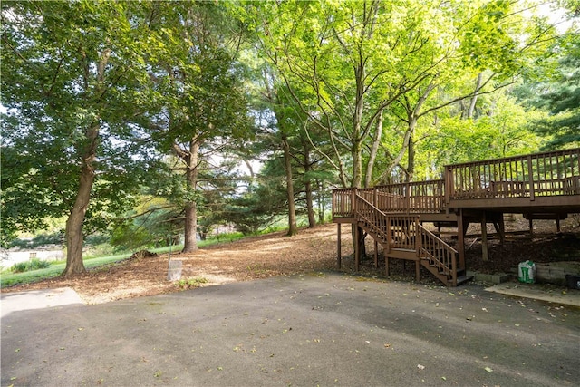 view of yard with a deck