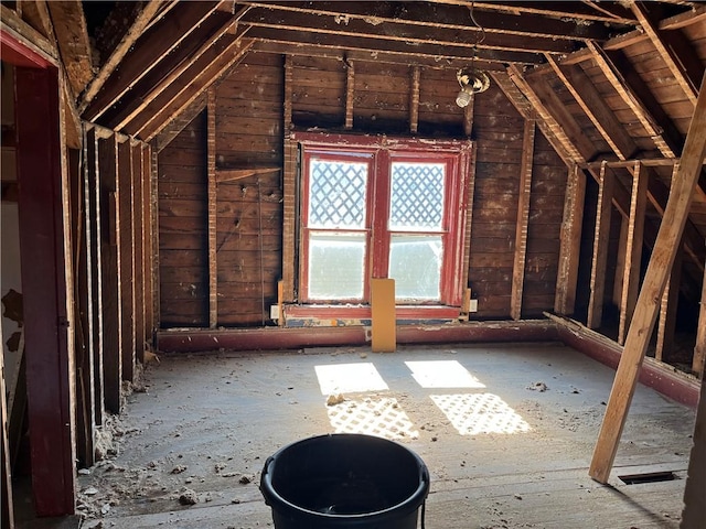 view of unfinished attic