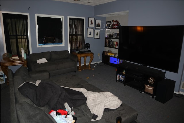 living room featuring carpet floors