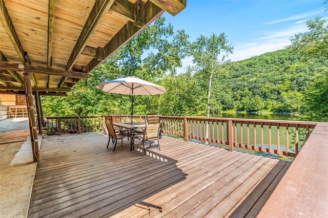 deck with a water view