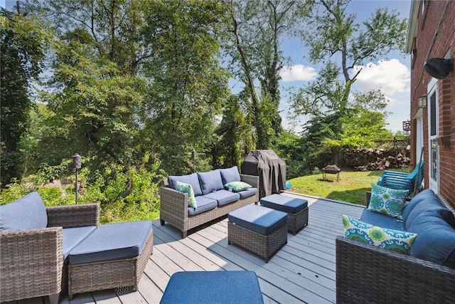 deck with an outdoor living space