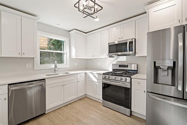 kitchen featuring sink, appliances with stainless steel finishes, and white cabinets