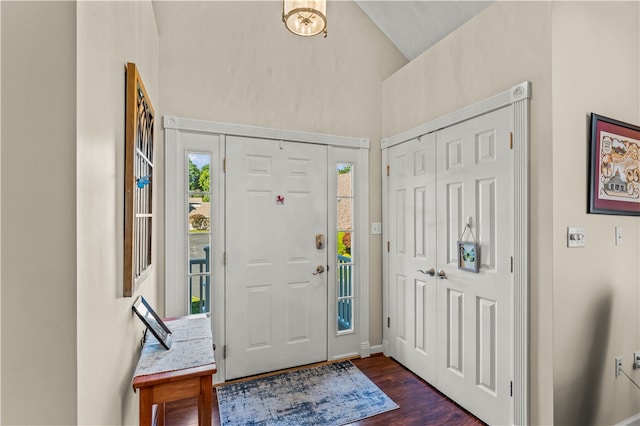 foyer entrance featuring dark hardwood / wood-style floors