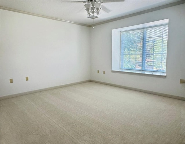 740 Turnpike St Unit 5, Beaver, PA 15009 - carpeted spare room featuring ceiling fan, crown molding, visible vents, and baseboards