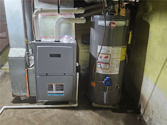 utility room with gas water heater