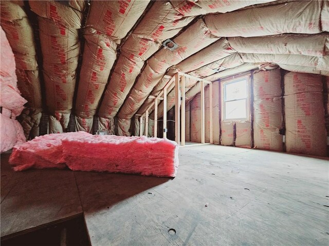 view of unfinished attic