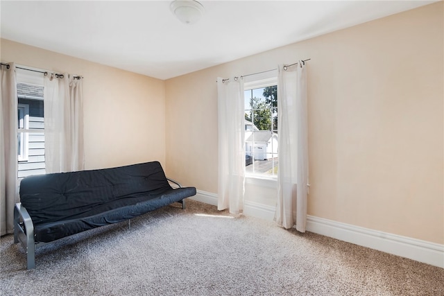 sitting room featuring carpet