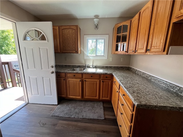 kitchen featuring dark hardwood / wood-style floors and sink