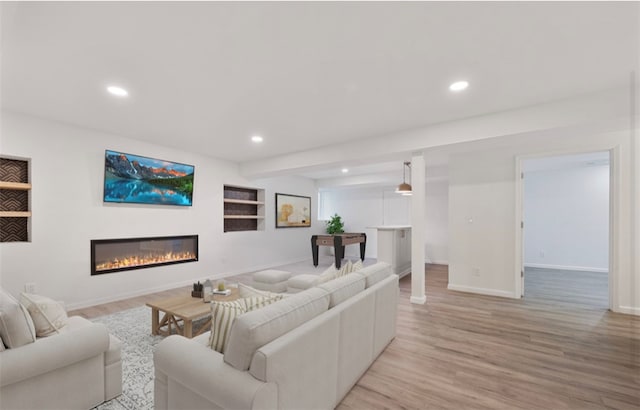 living room featuring light hardwood / wood-style flooring