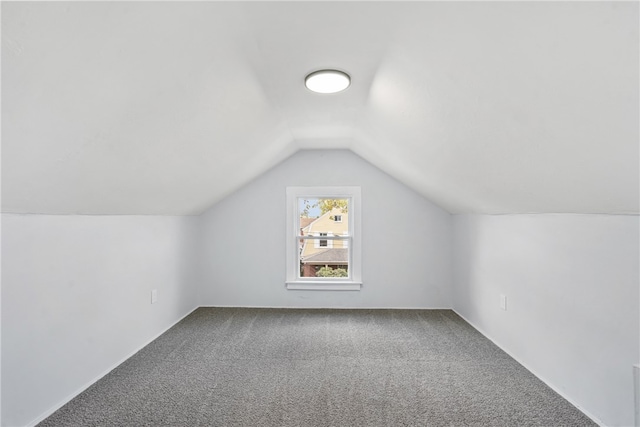 bonus room featuring carpet flooring and vaulted ceiling