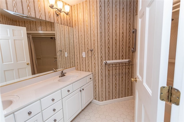 bathroom featuring vanity and tile patterned floors