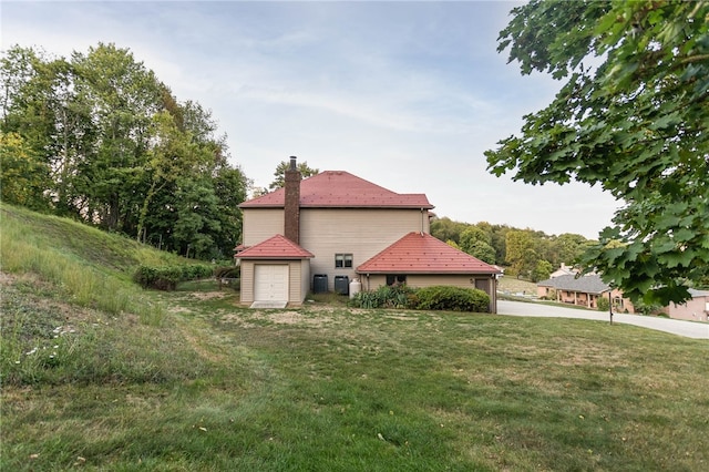 view of property exterior featuring a lawn