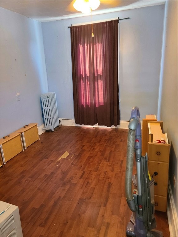 interior space with radiator heating unit and wood-type flooring