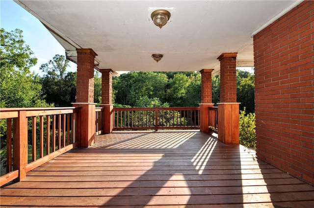 wooden deck featuring covered porch