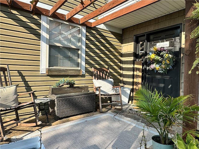 view of patio / terrace featuring a pergola