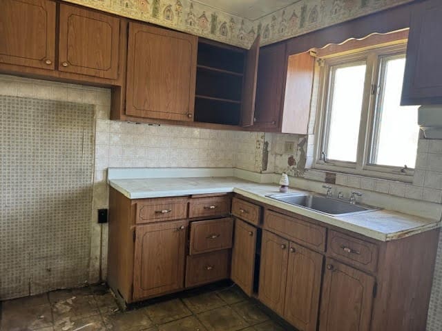 kitchen with a wealth of natural light and sink