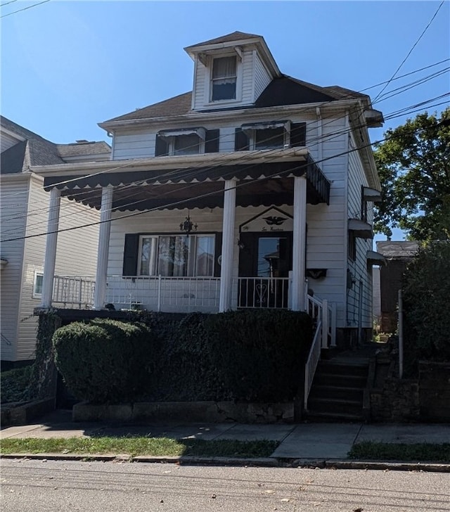 view of front of home featuring covered porch