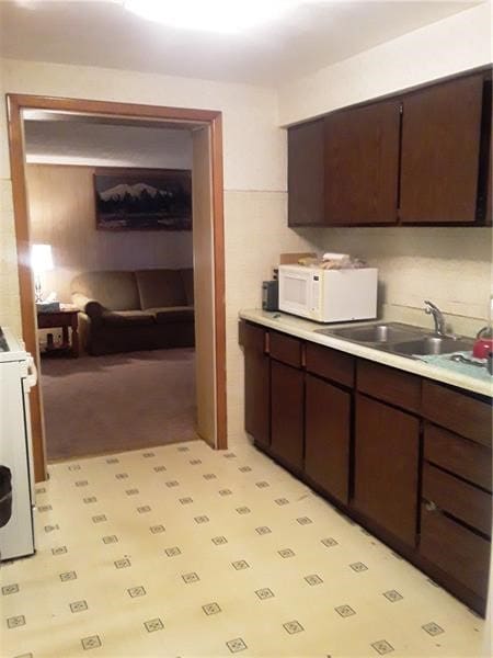 kitchen with sink and dark brown cabinets