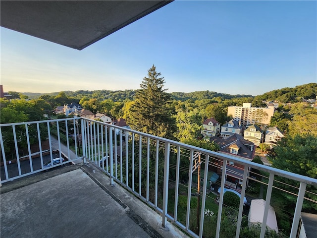 view of balcony at dusk