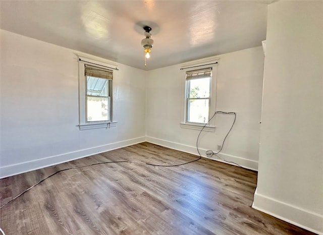 spare room featuring wood-type flooring