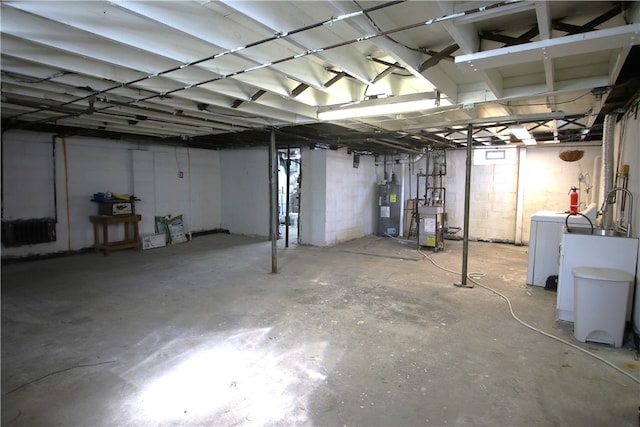 basement with water heater