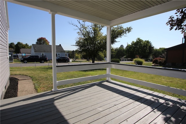 deck featuring a yard