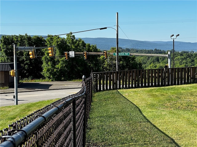 view of yard with a mountain view