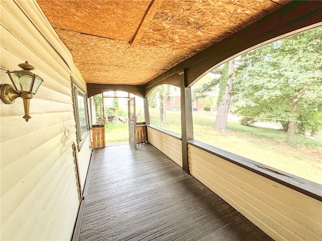 view of unfurnished sunroom